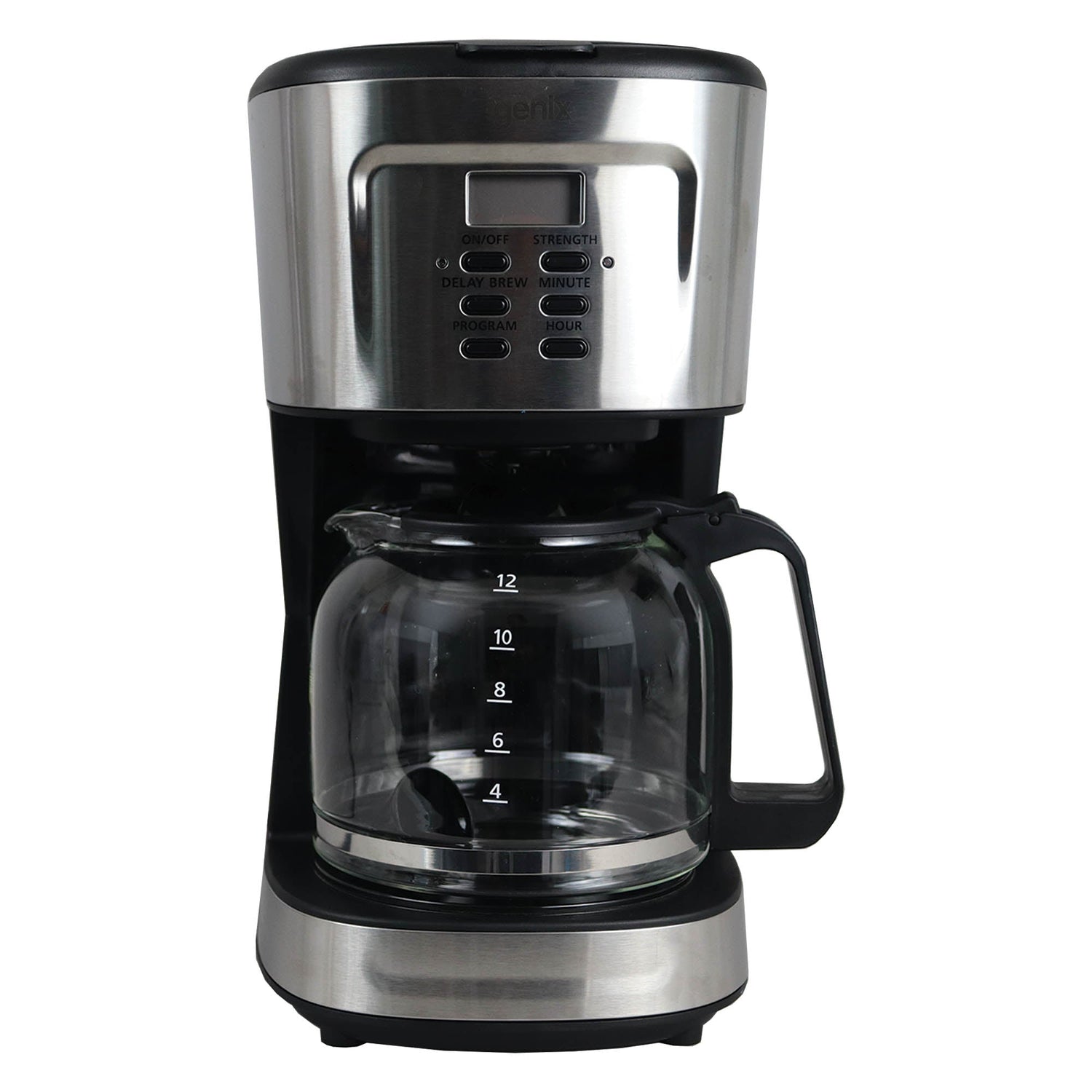Igenix 1.5L Coffee Maker, 900W, LCD Display, 24 Hour Programmable Timer, Delay Brew, Keep Warm, Anti-Drip, Dishwasher Safe Glass Carafe, Stainless Steel, IGCM01250SS
