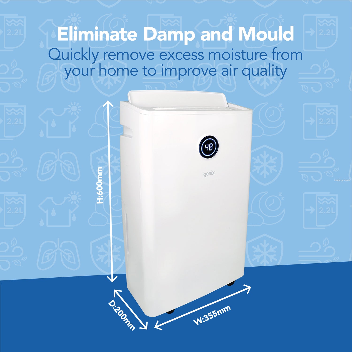 Portable Dehumidifier, Extracts 20 Litres per Day