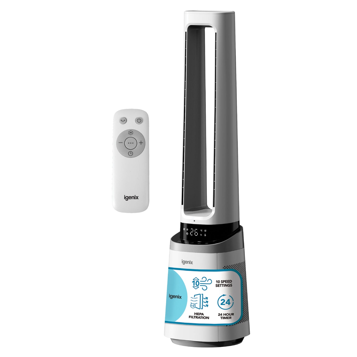 41 Inch Bladeless Tower Fan with Air Purifier, 2-in-1 Cooling Tower Fan, IGFD02549W