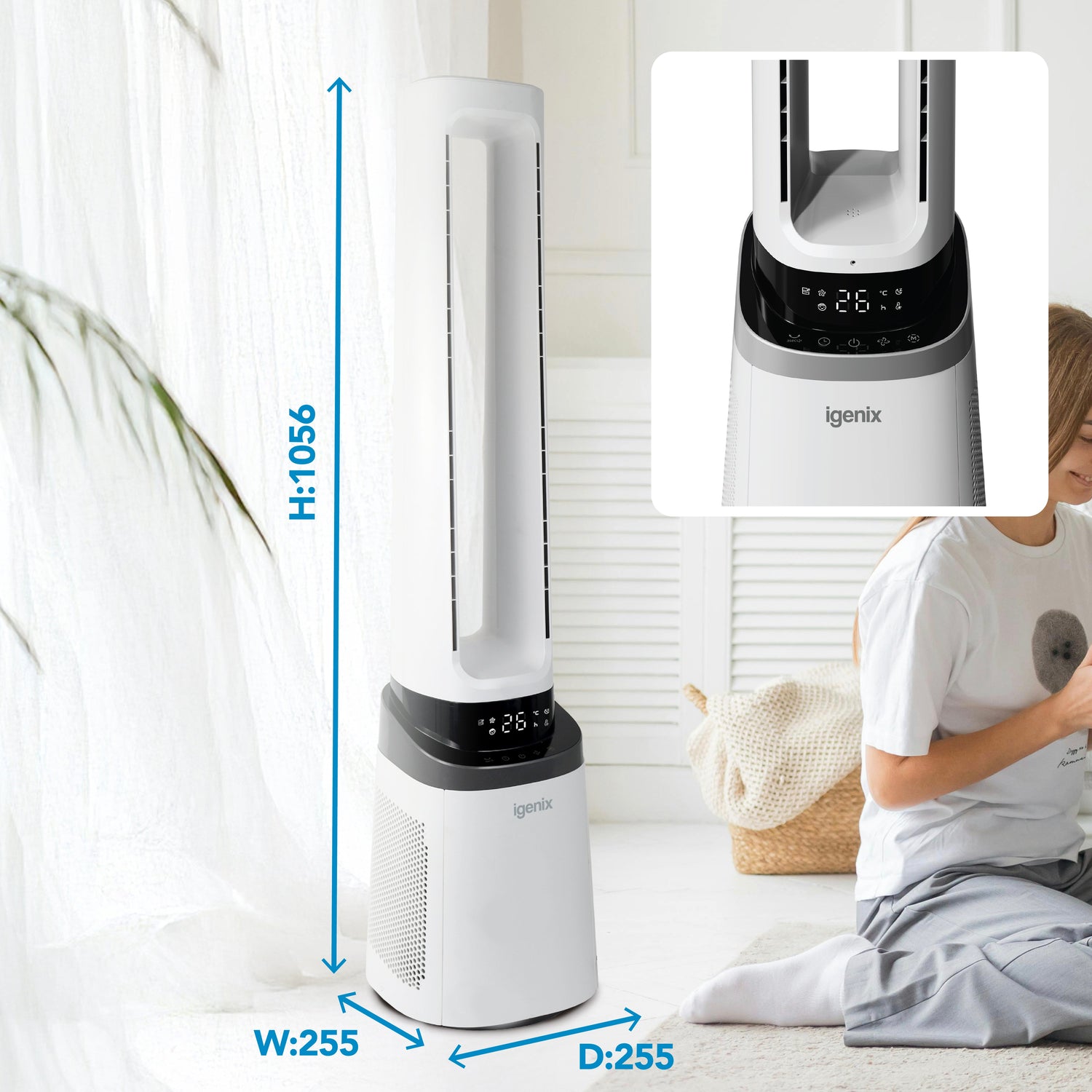 41 Inch Bladeless Tower Fan with Air Purifier, 2-in-1 Cooling Tower Fan, IGFD02549W