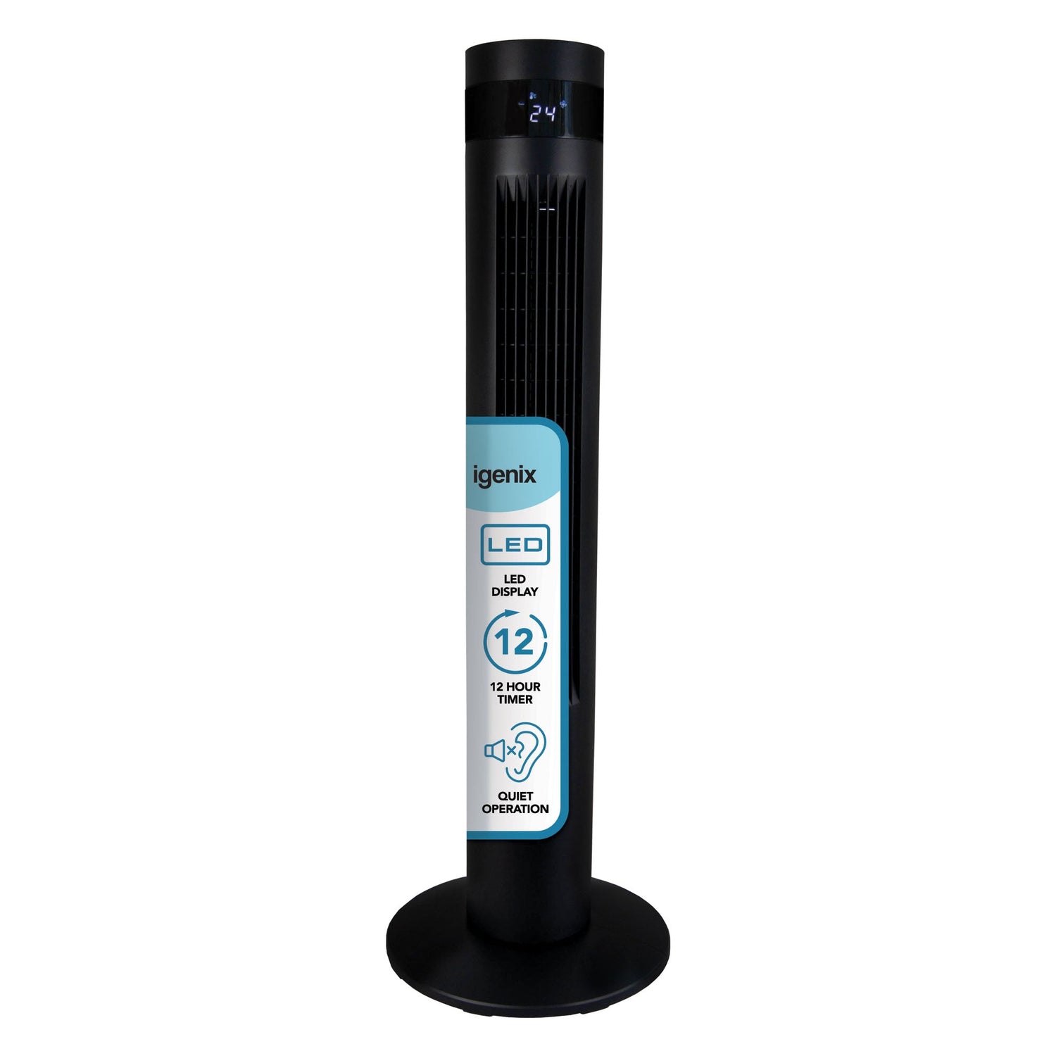 35 Inch Digital Tower Fan, 3 Speed Settings, Black