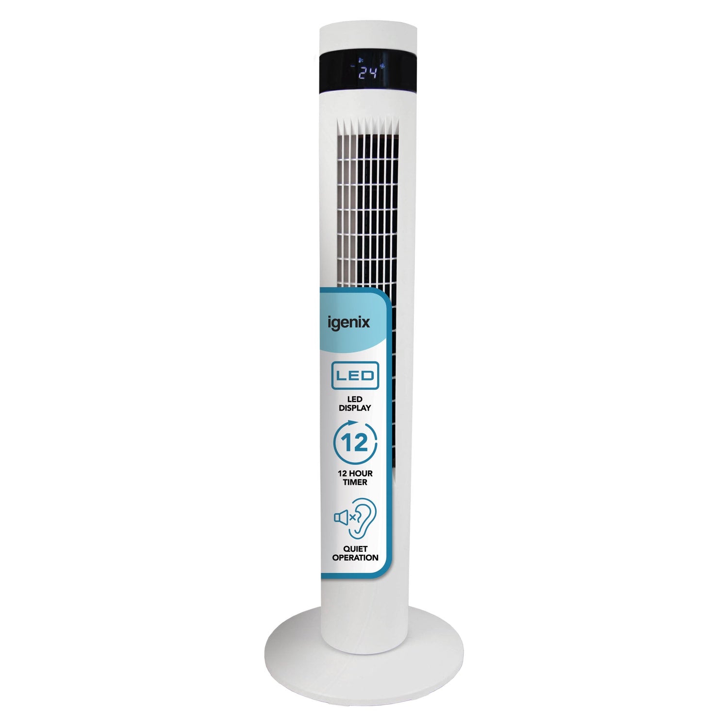 35 Inch Digital Tower Fan, 3 Speed Settings, White