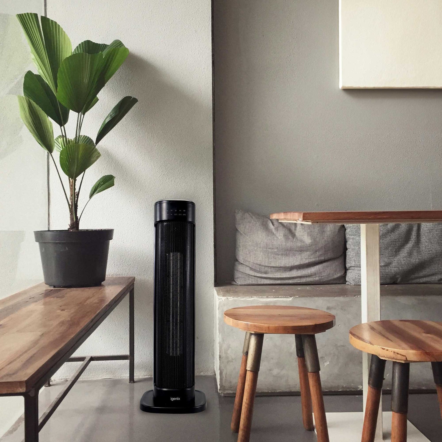 Oscillating Tower Heater With 3 Heat Settings, Black