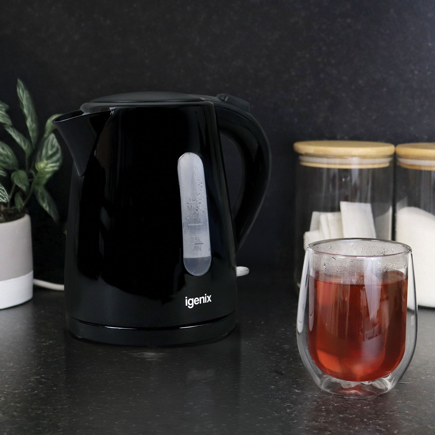 1 Litre Cordless Jug Kettle, 2200W, Black