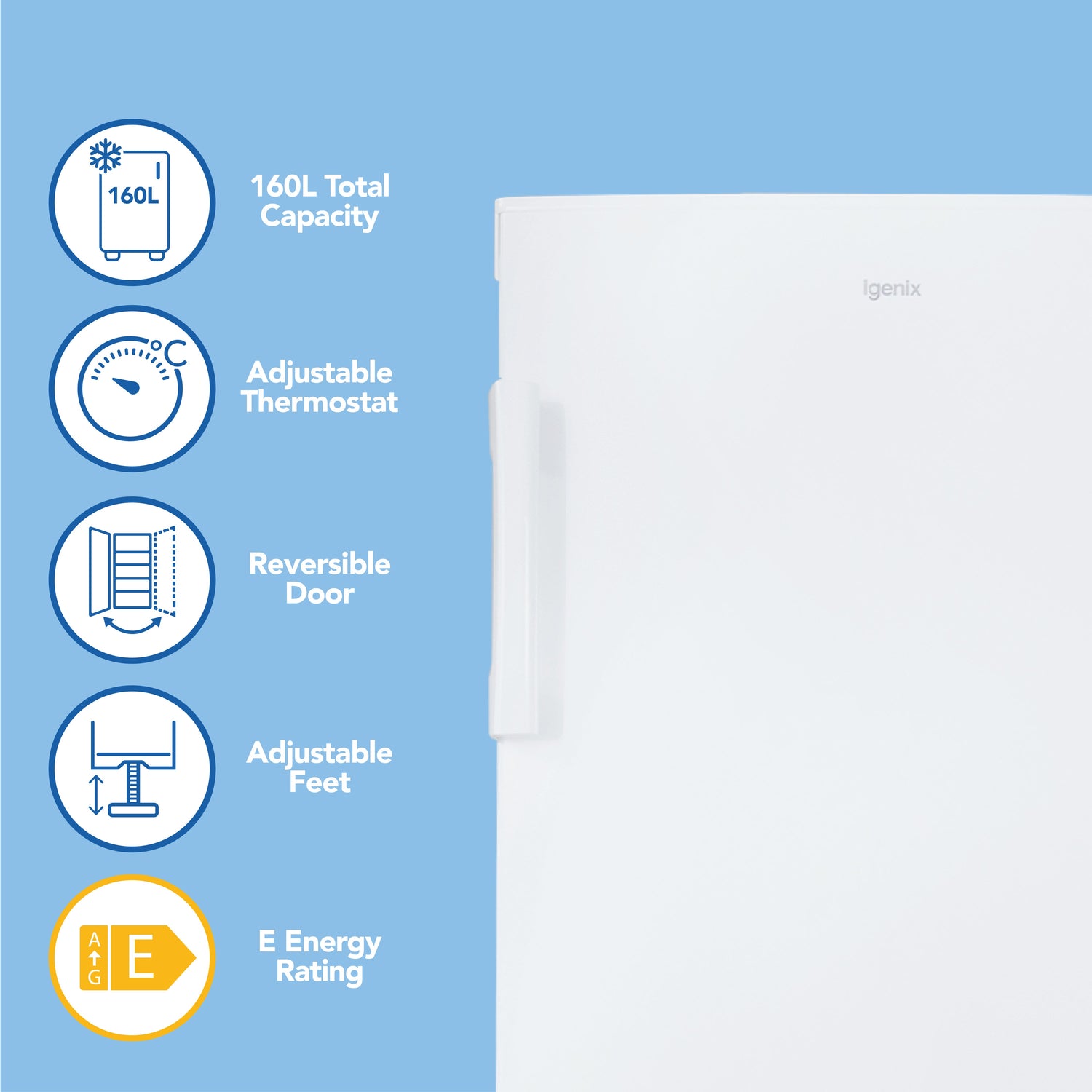 Freestanding Tall Freezer, 55cm Wide, 160 Litre