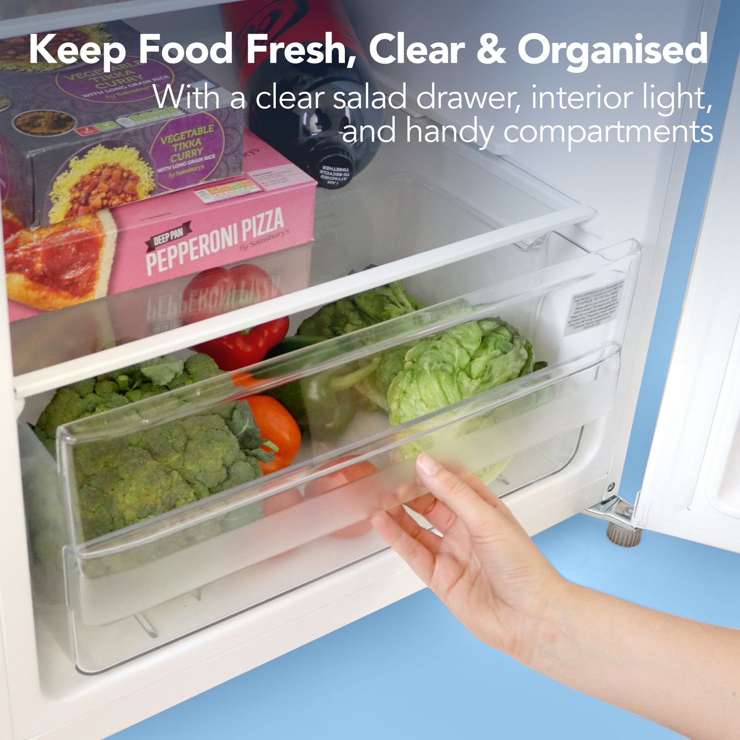 Freestanding Tall Larder Fridge, 55cm Wide, 230 Litre