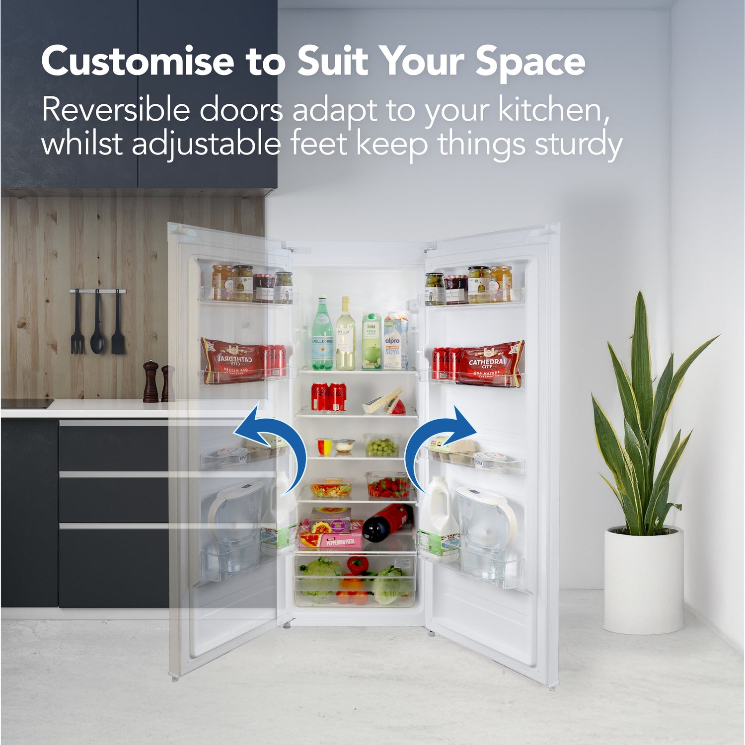 Freestanding Tall Larder Fridge, 55cm Wide, 230 Litre